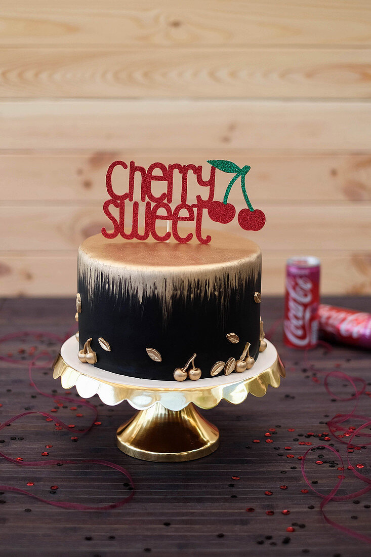 A festive cherry cola cake