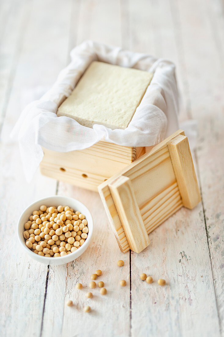 Homemade tofu with dried soybeans