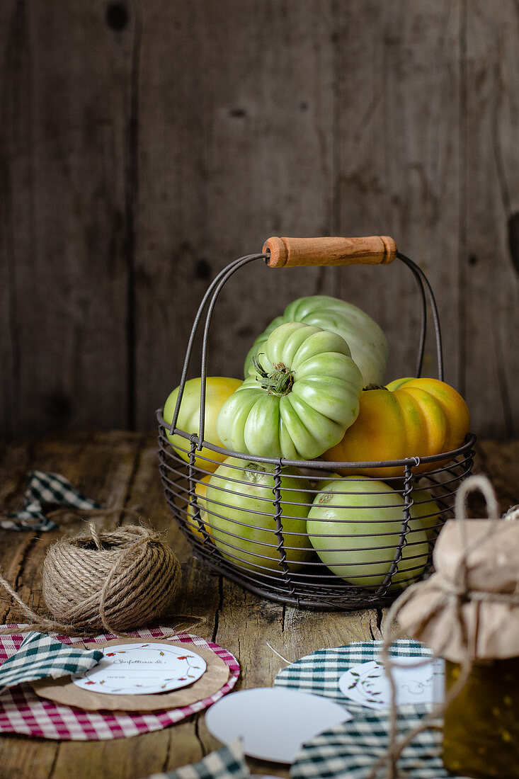 Green Tomatoes in a Basket