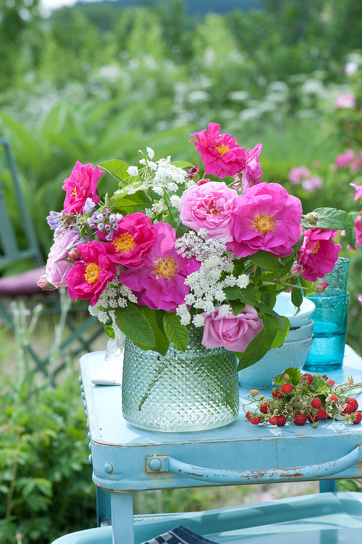 Small Bouquet With Rose 'gallica Officinalis' And Félicité Parmentier