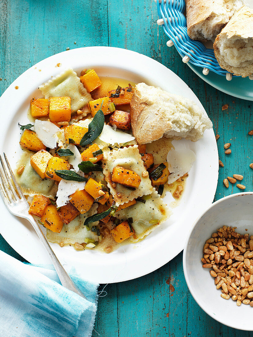 Ravioli with pumpkin and sage sauce