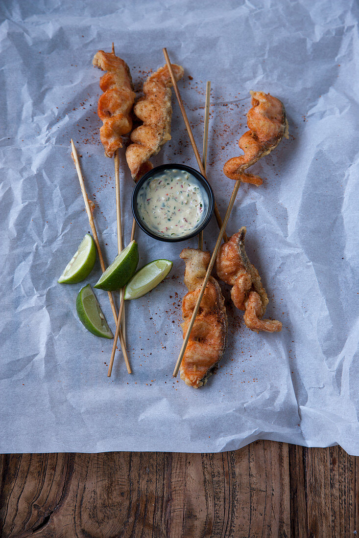 Knusprige Tempura von der Lachsforelle mit Asia-Mayonnaise