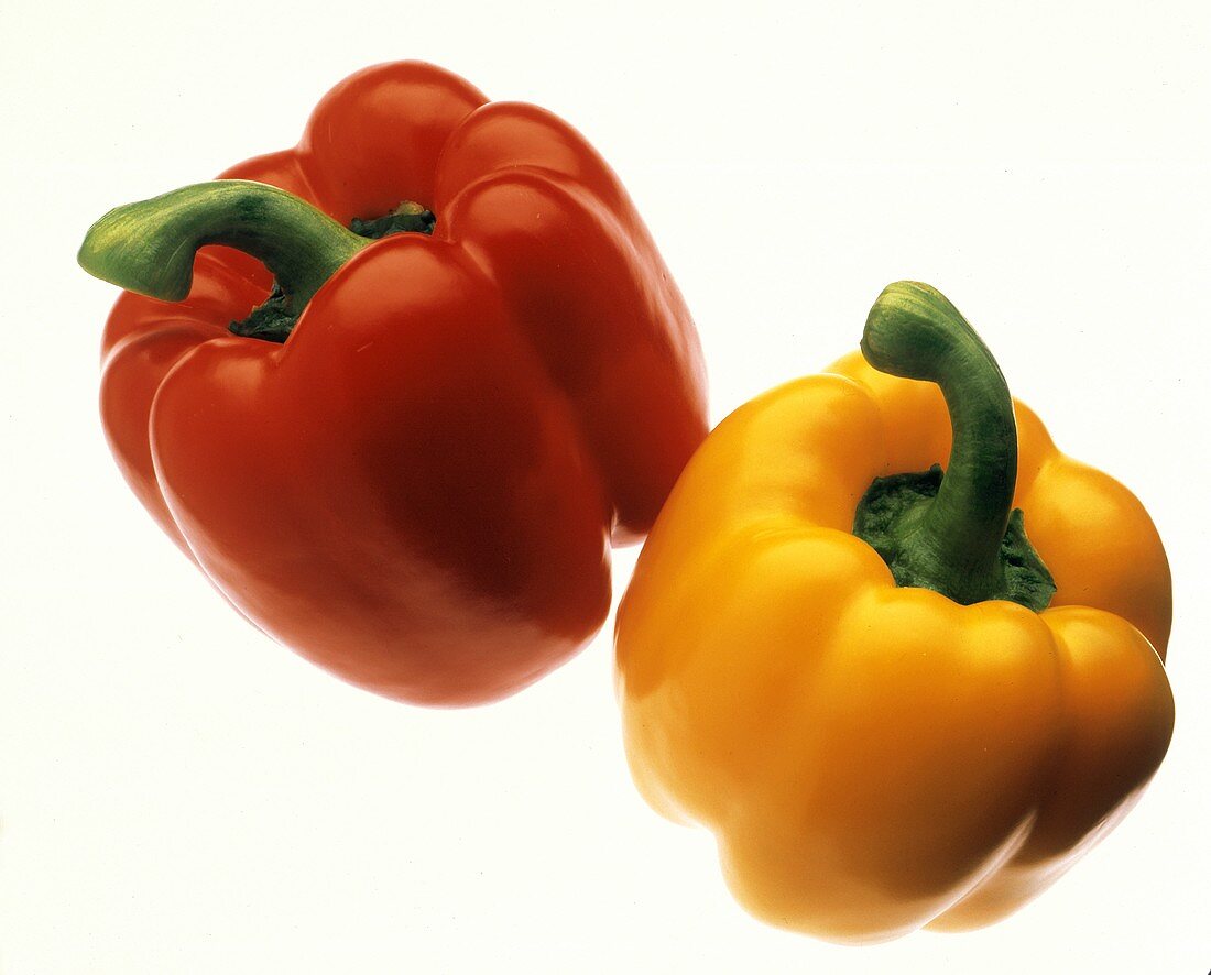 Whole Yellow and Red Bell Pepper
