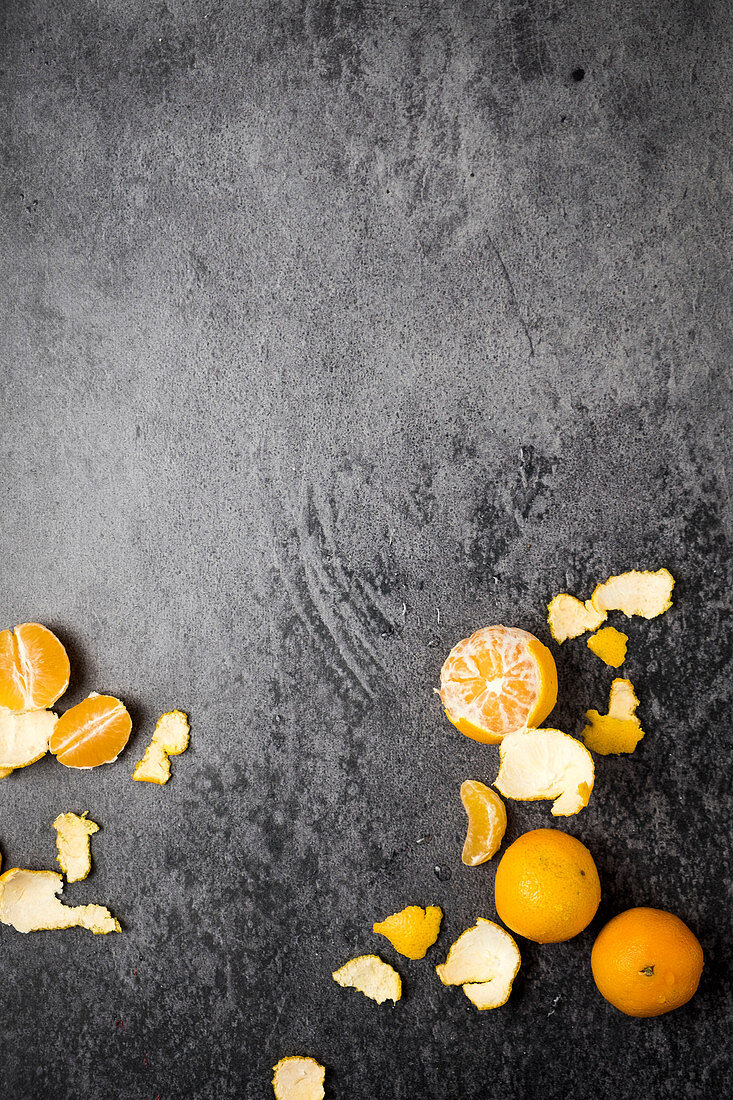 Mandarins on a black backdrop