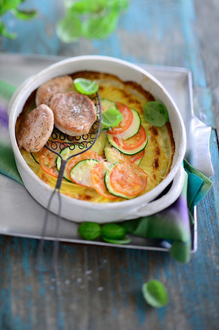 Potato gratin with pork fillet