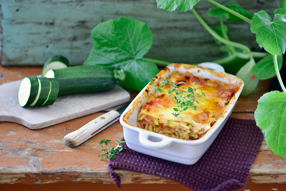 Zucchiniauflauf mit Schinken