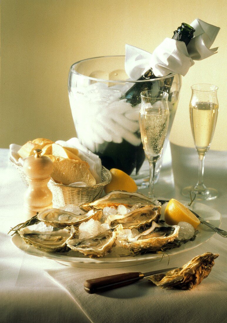 Oysters on the Half Shell; Champagne