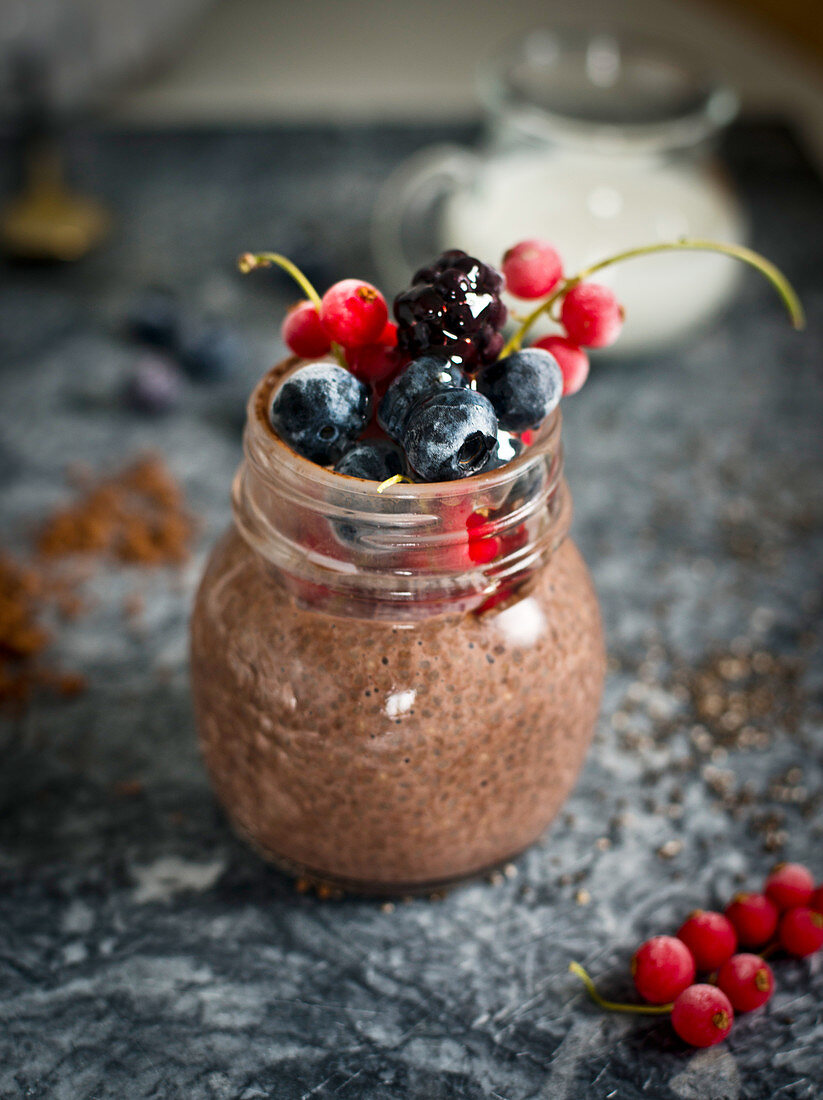 Chiapudding mit frischen Beeren