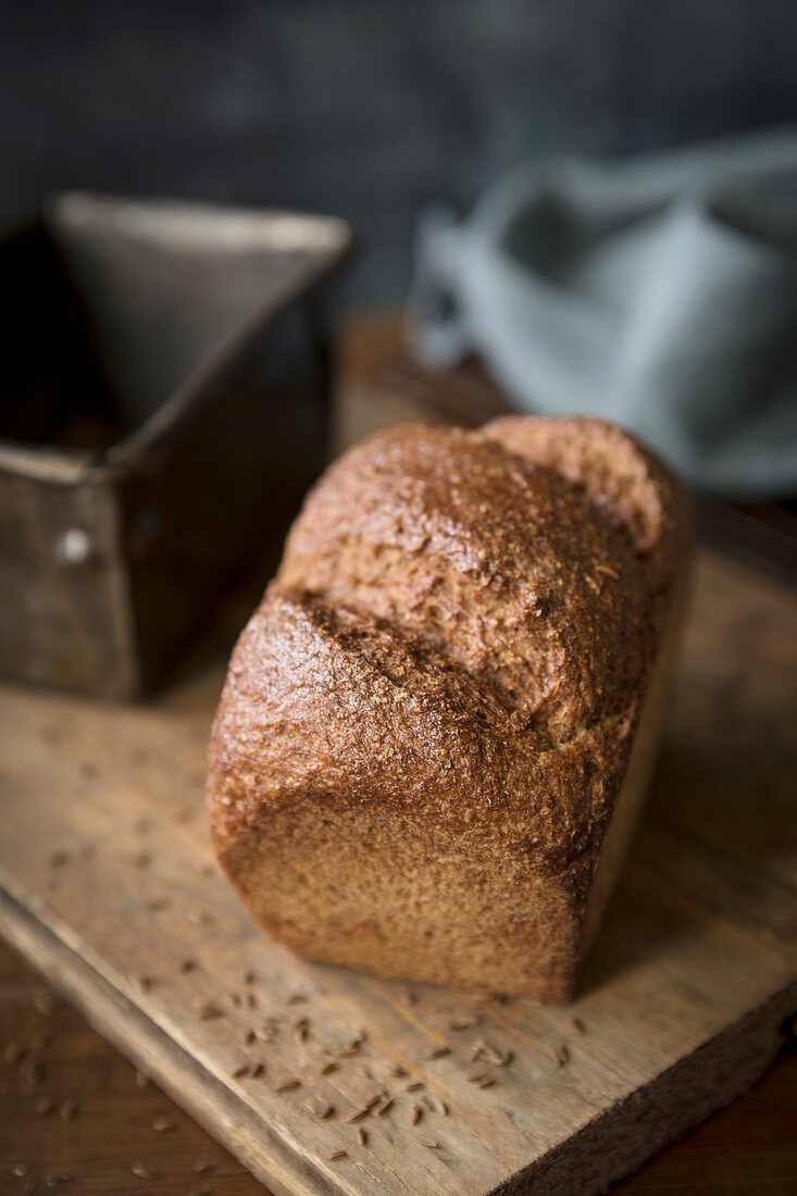 Pumpernickel bread with caraway seeds