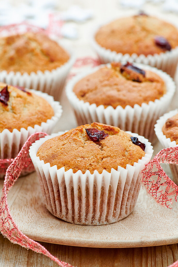 Weihnachtsmuffins mit Cranberries