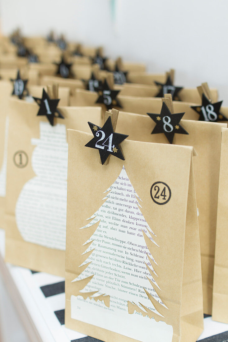 Advent calendar handmade from paper bags