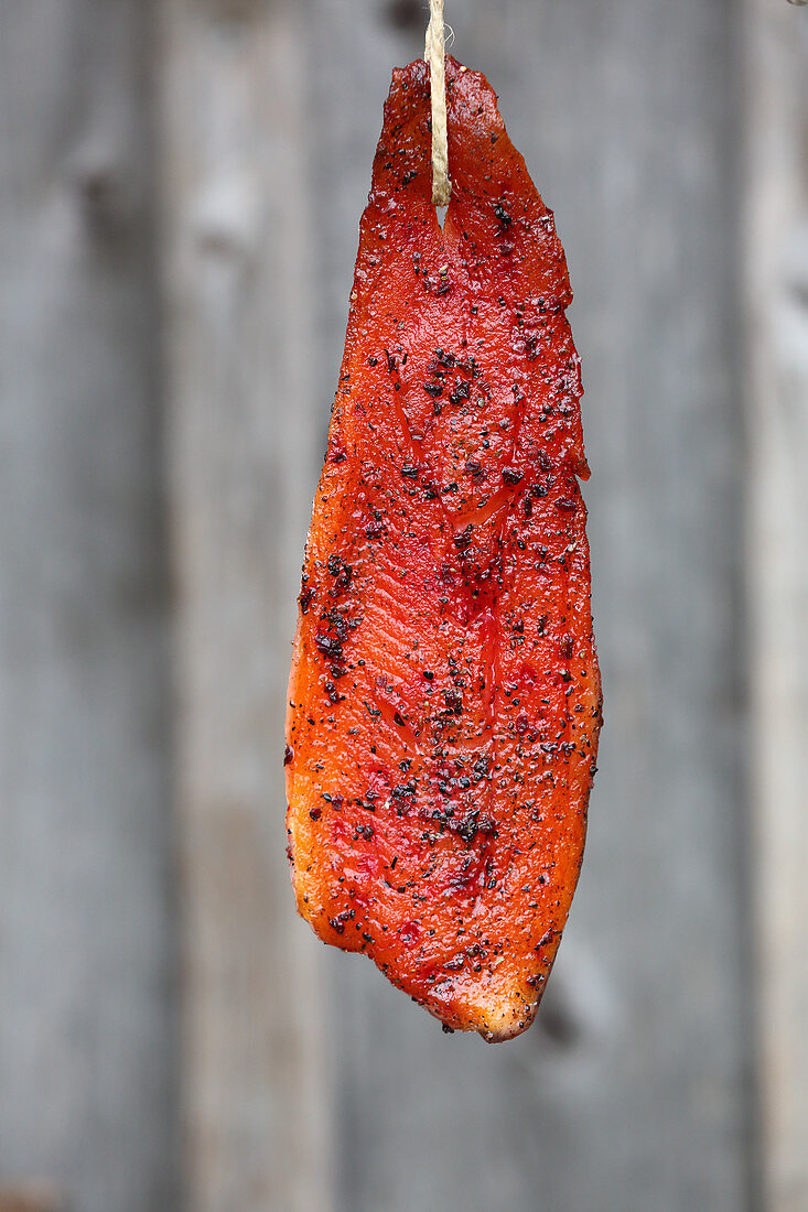Marinated, smoked salmon trout fillet