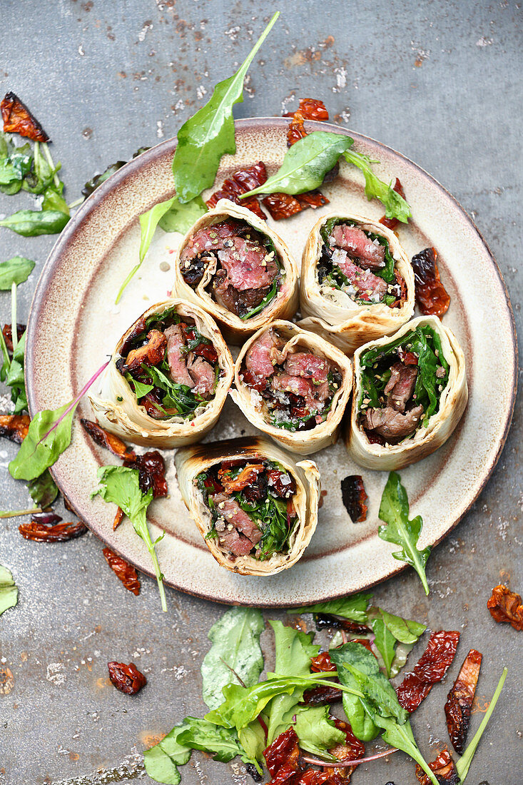 Grilled flank steak wraps