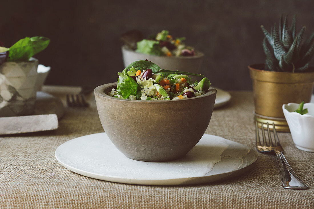 Salad of quinoa, red beans and vegetables