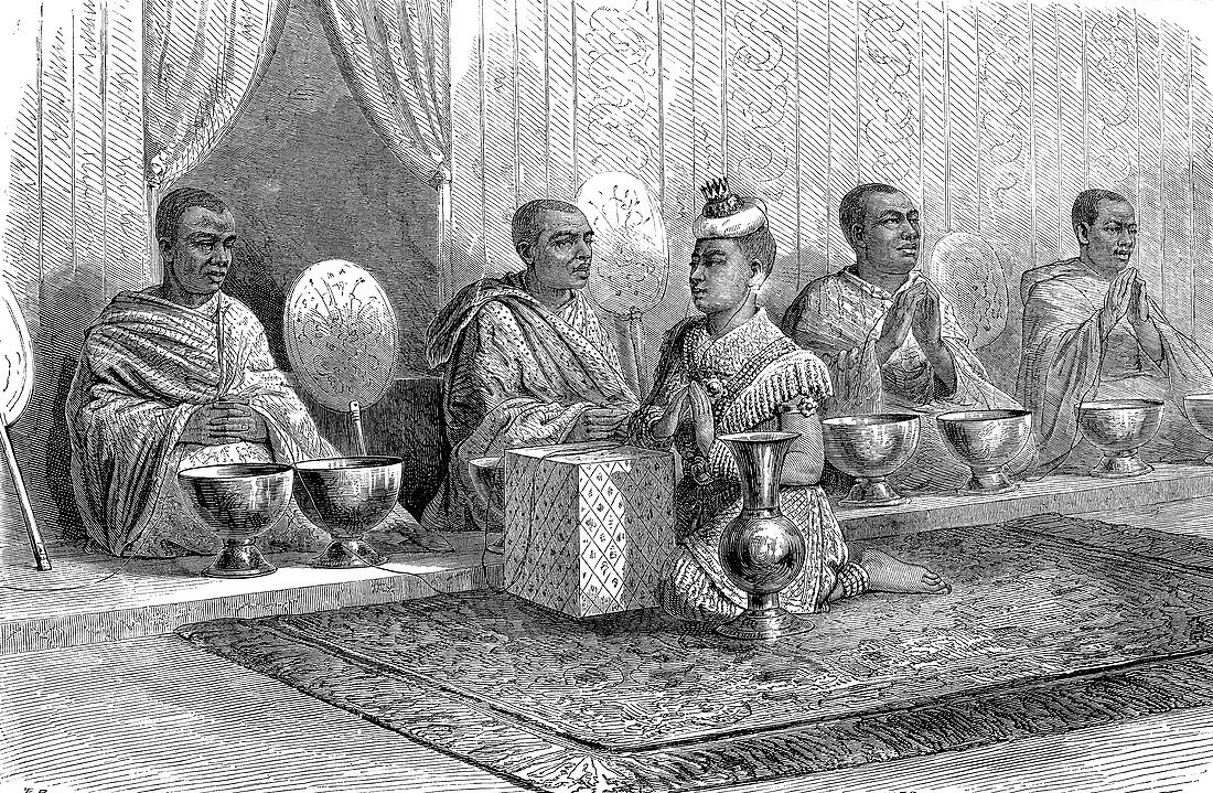 Royal tonsure ceremony in Siam, 19th century