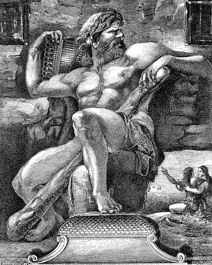 Odysseus and the cyclops Polyphemus, 19th century