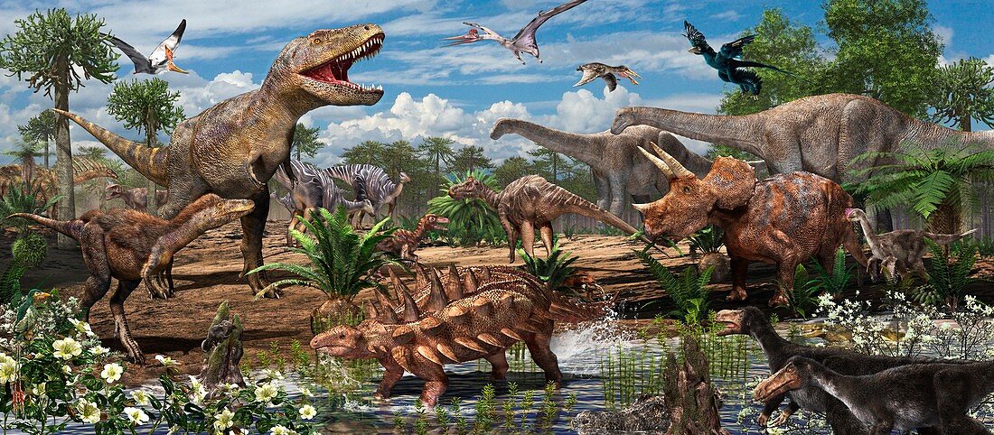 Cretaceous dinosaurs, illustration