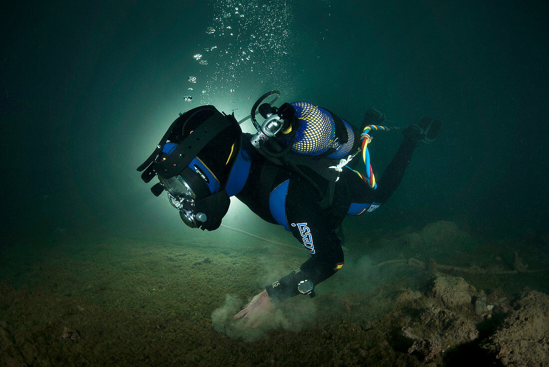 Commercial diver in the Mediterranean