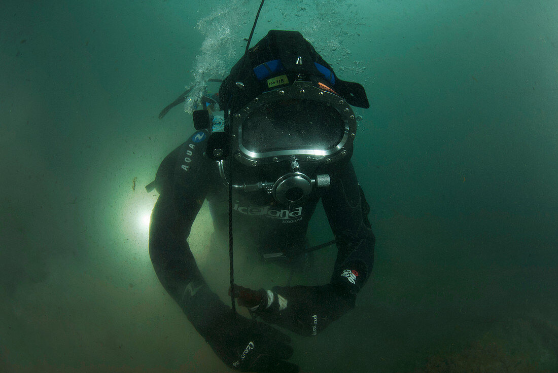 Commercial diver in the Mediterranean