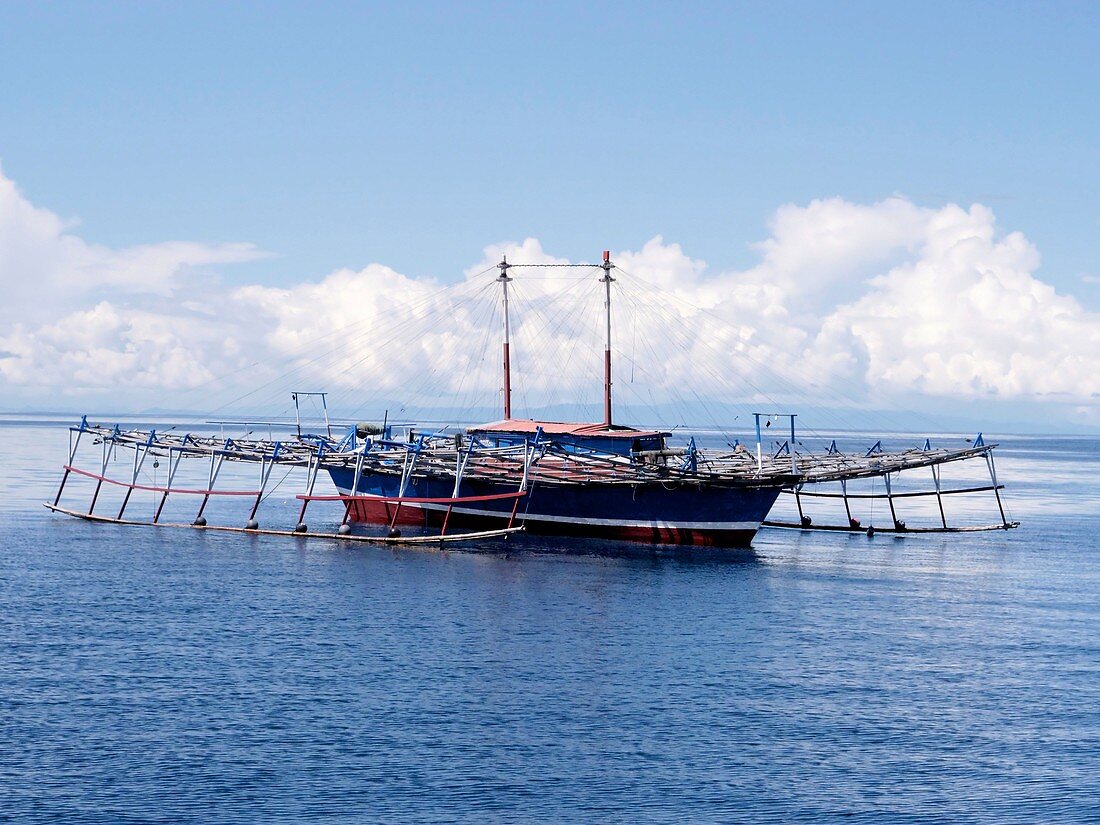 Outrigger fishing platform, Indonesia