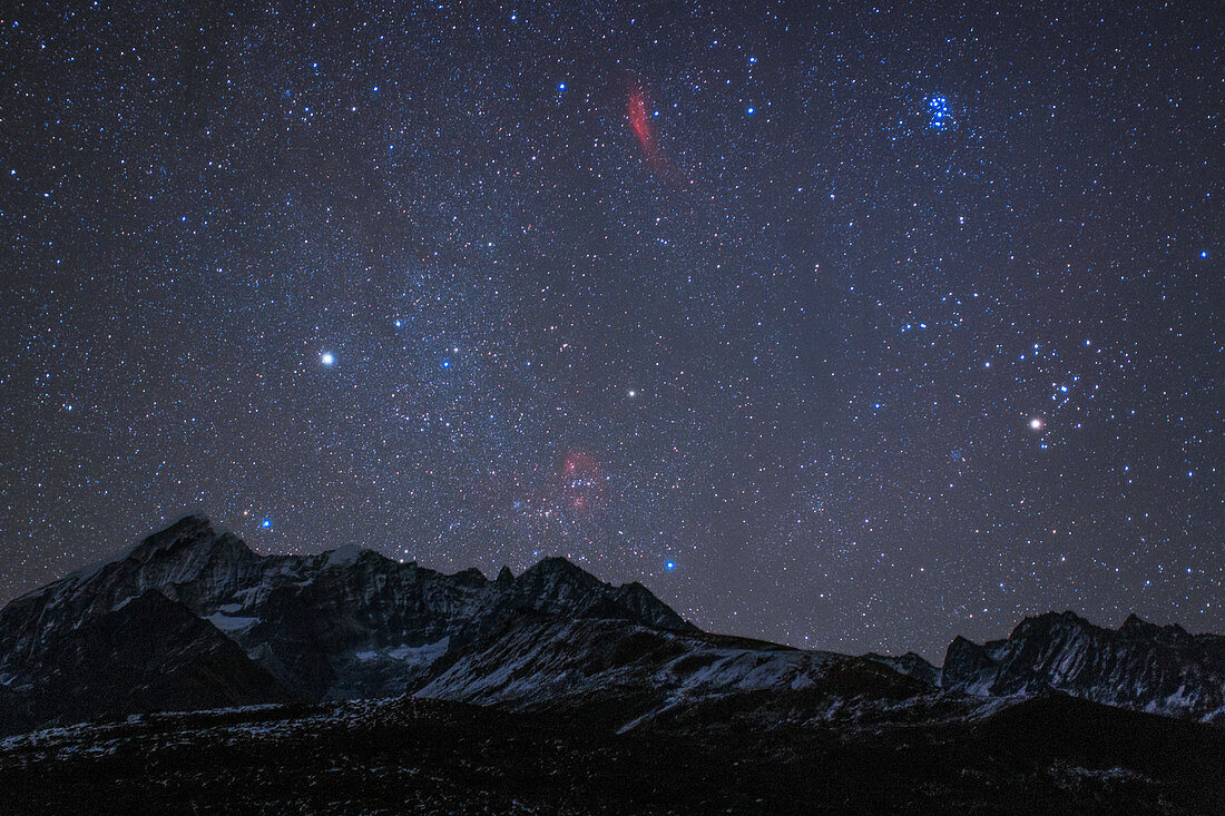 Night sky over mountains at Kangding, Tibet
