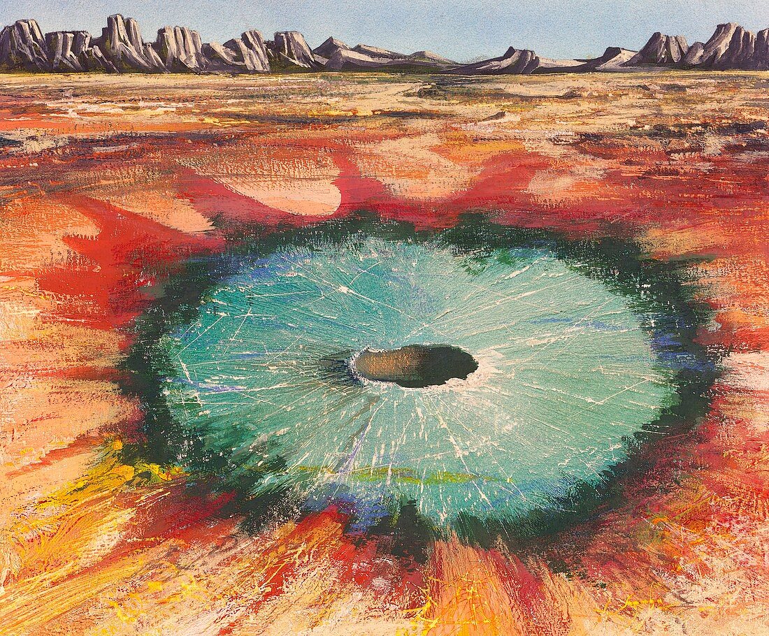 Meteorite crater, illustration