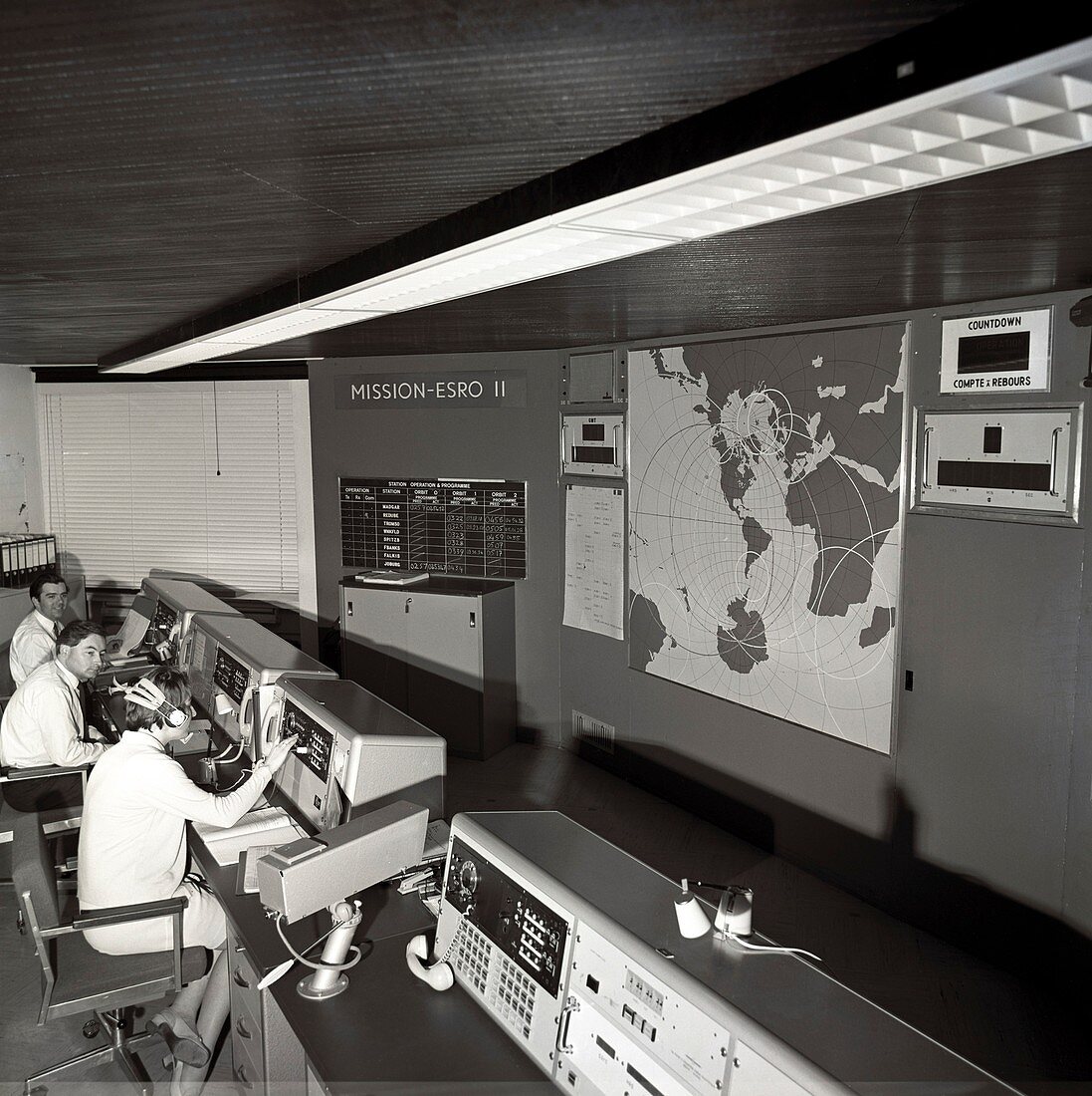 ESRO-2 satellite control room, 1968