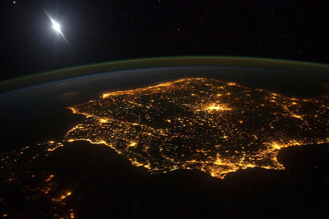 Spain at night, astronaut photograph