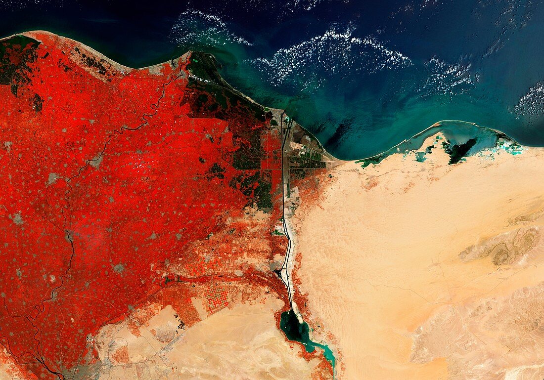 River Nile Delta and Suez Canal, Egypt, satellite image