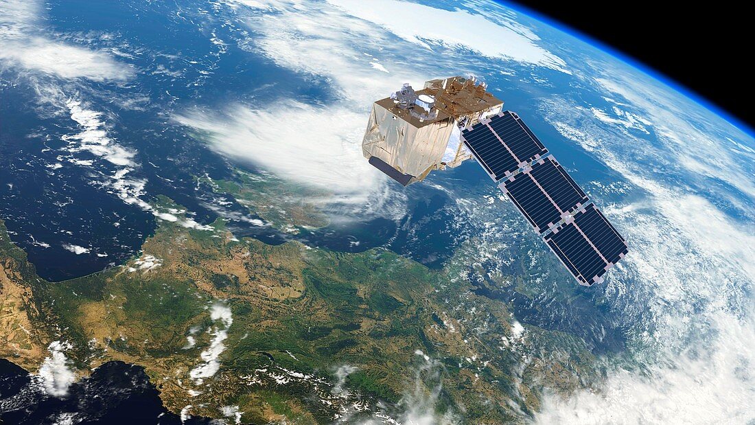 Sentinel-2 satellite in orbit, artwork