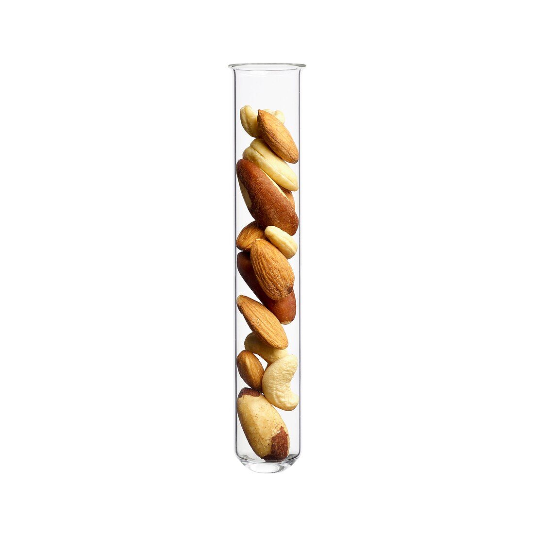 Mixed nuts in test tube