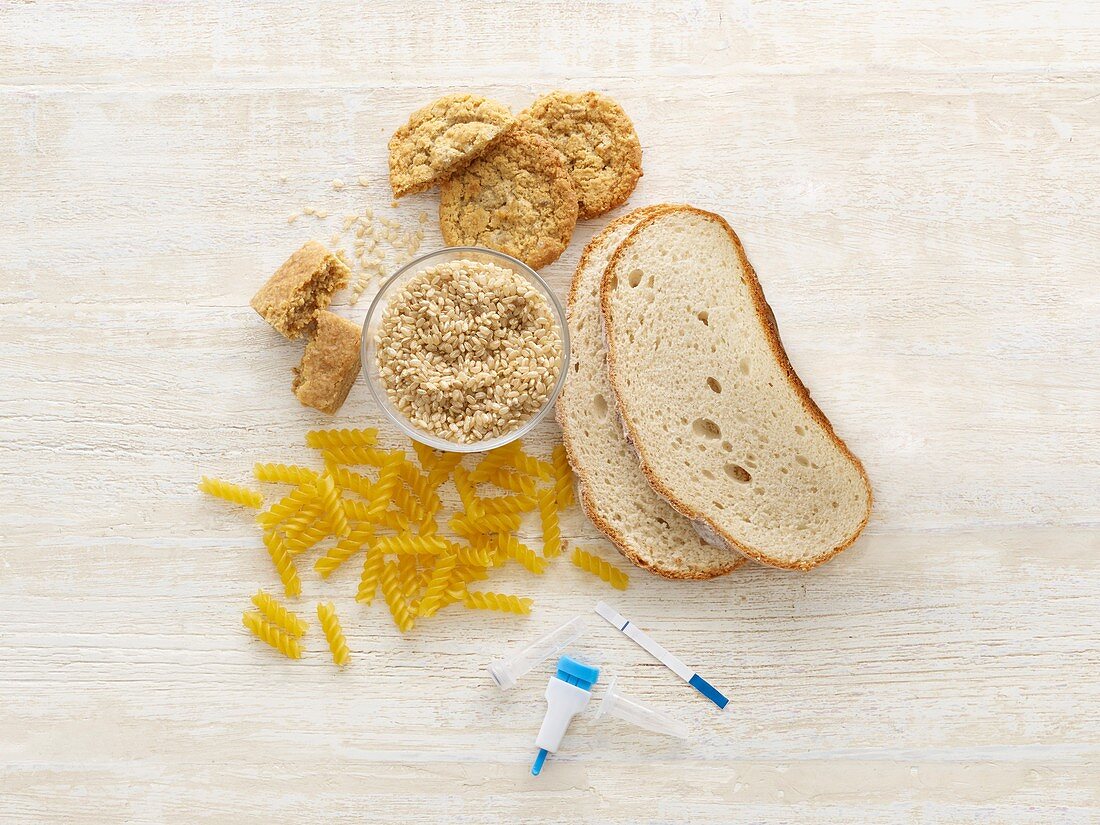 Bread and pasta with celiac test equipment