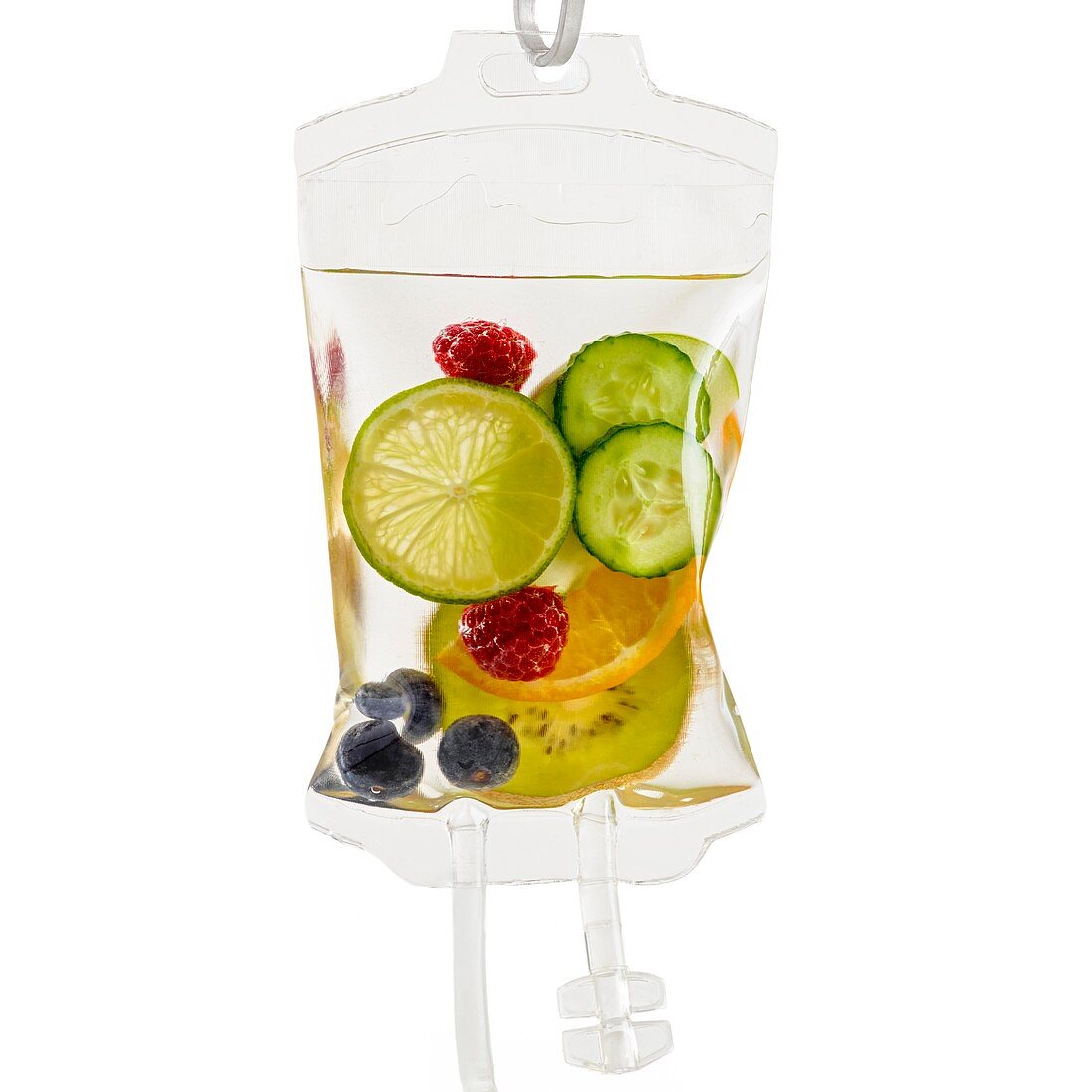 IV bag with fruits
