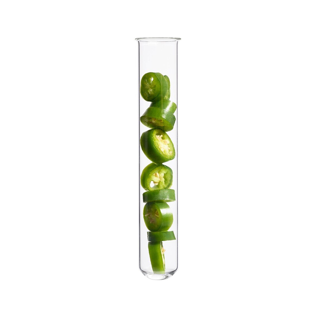 Green chilli pepper in test tube
