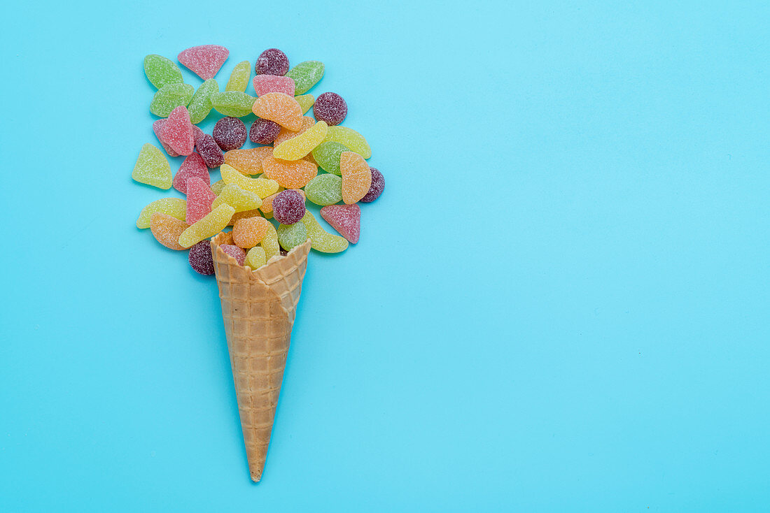 Sweets in waffle cone