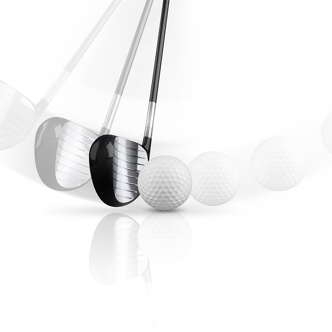 Golf club with golf ball, illustration