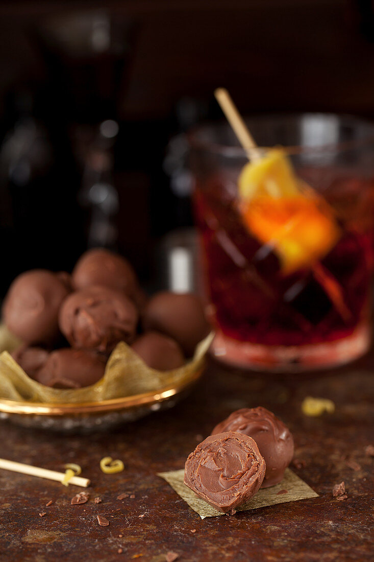 Negroni Truffles made with Campari