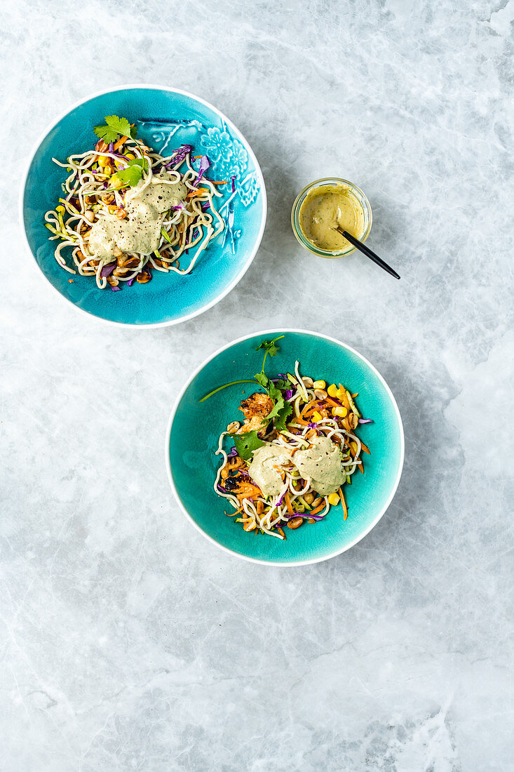 Pasta salad with a peanut dressing