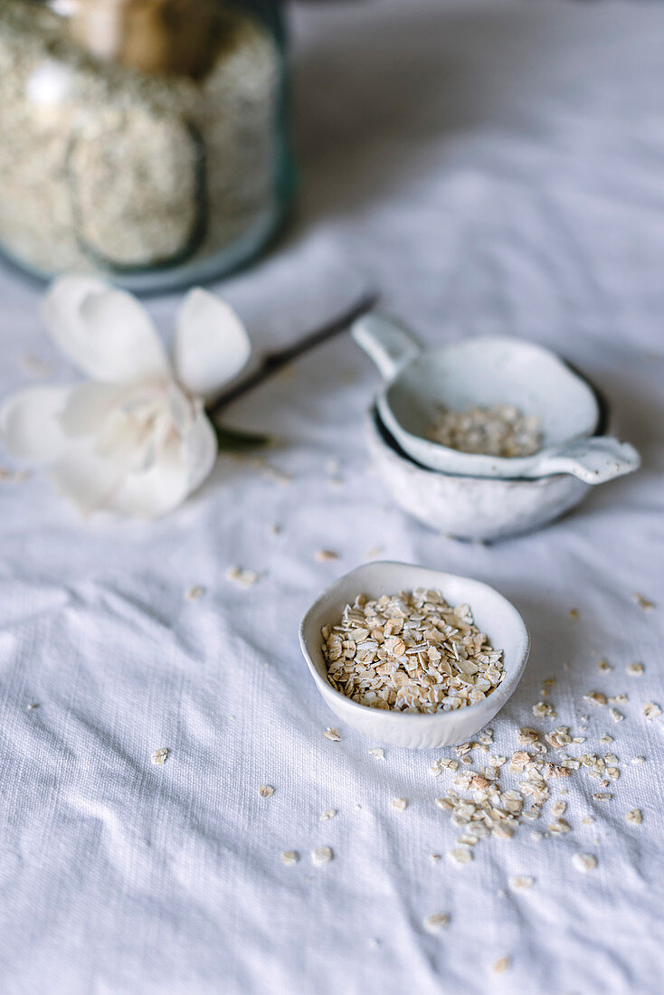 Oatmeal on a kitchen table