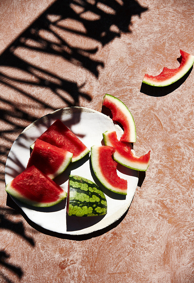 Freshly cut watermelon