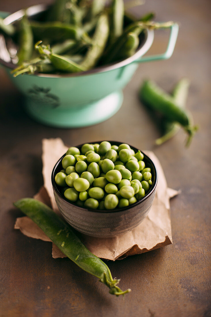Fresh organic peas and pods