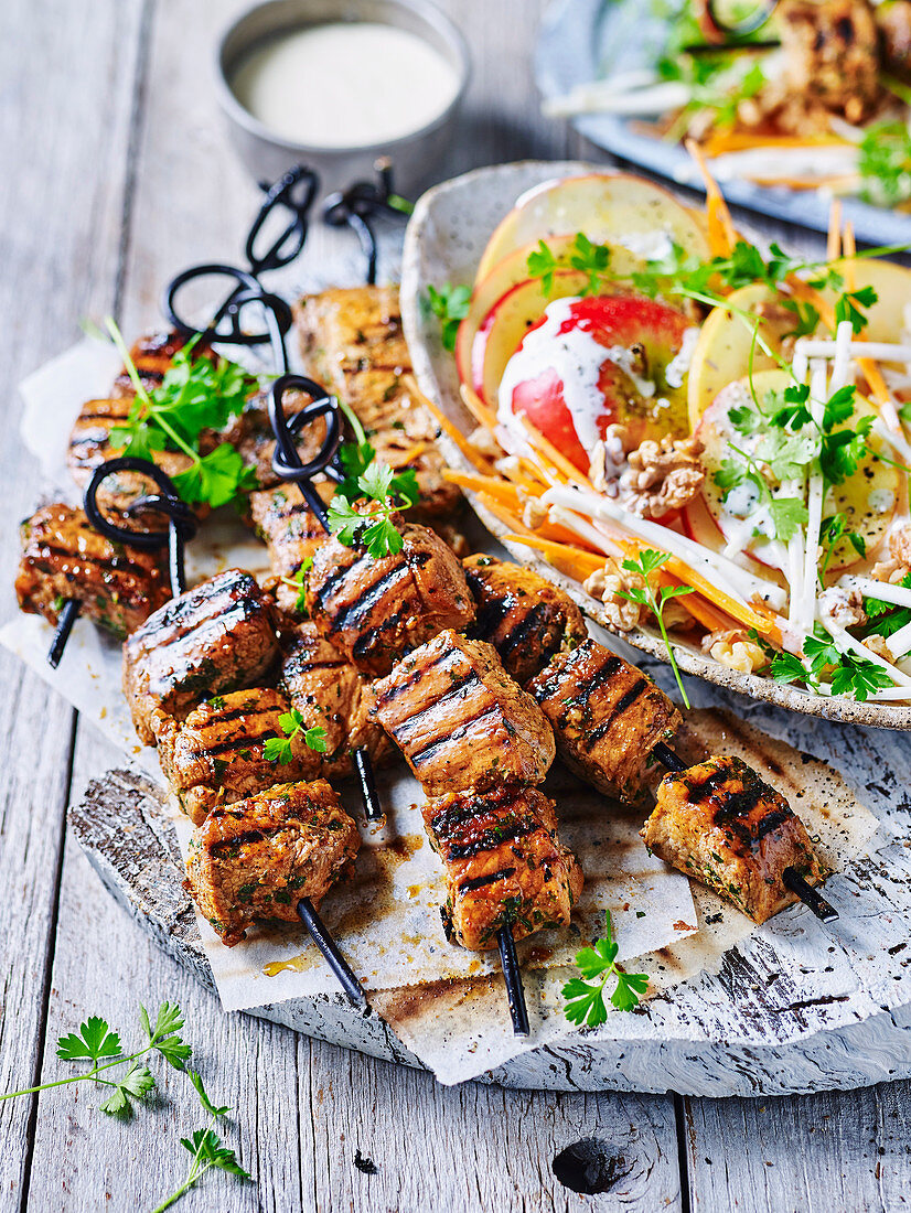 Sweet and spicy pork skewers