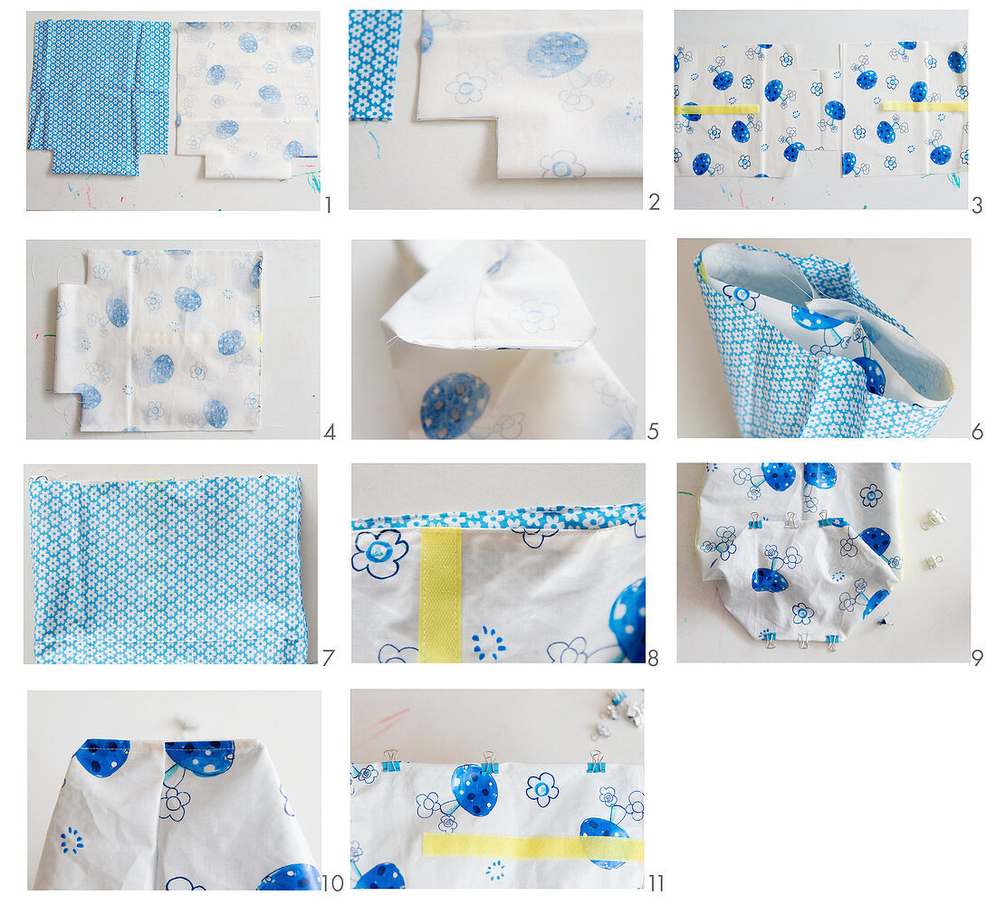 Instructions for making oilcloth and cotton lunch bag