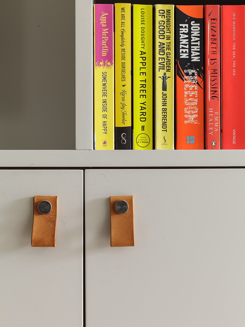 White shelving with cupboards below