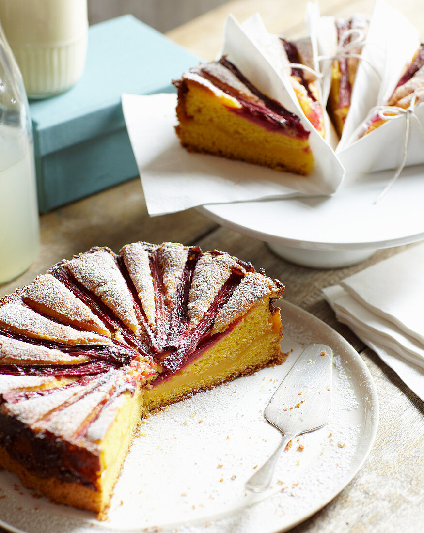 Rhubarb Custard Tea Cake