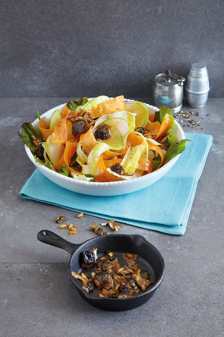 Carrot and parsnip salad with crispy seeds