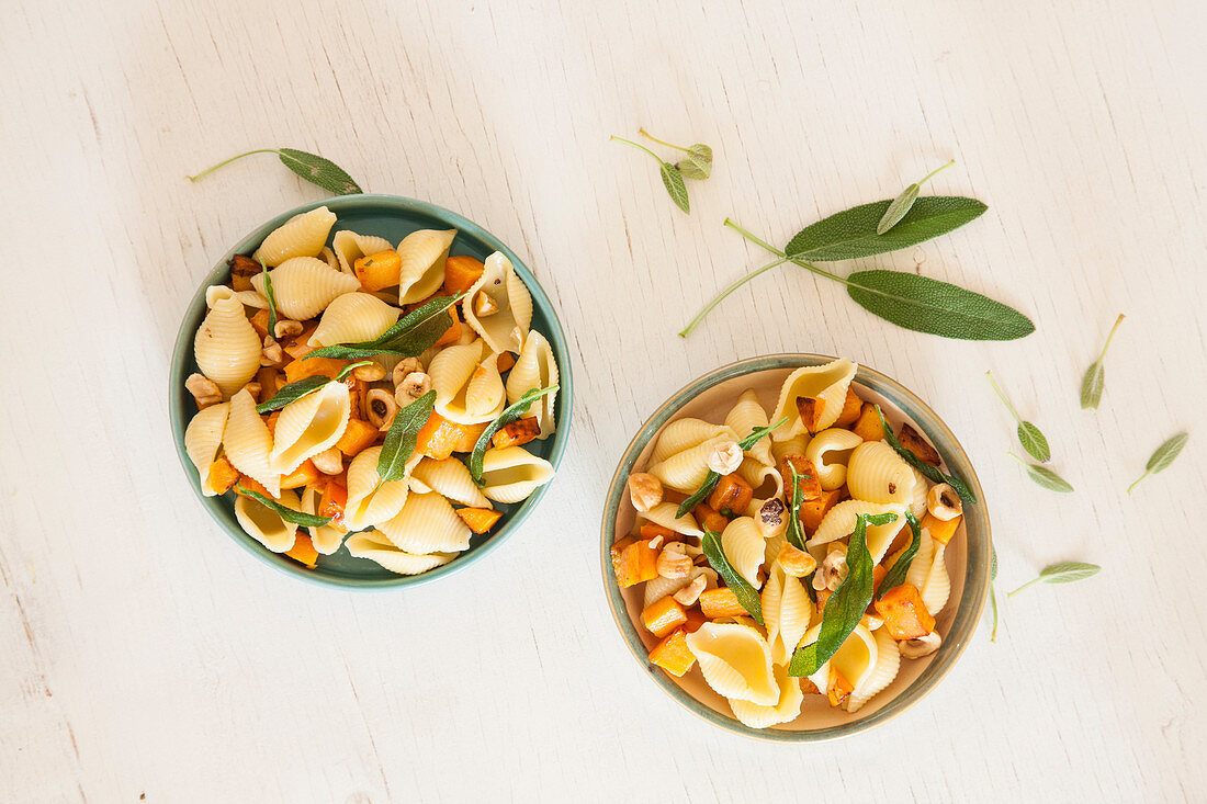 Cold pasta salad with sweet potato