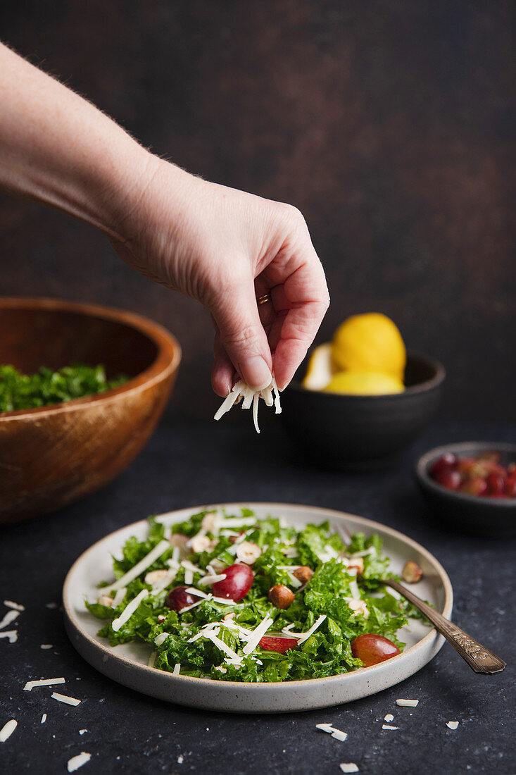 Kale salad with grapes and parmesan