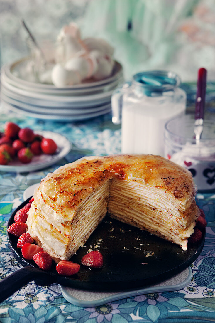 Crepe cake with lemon cream