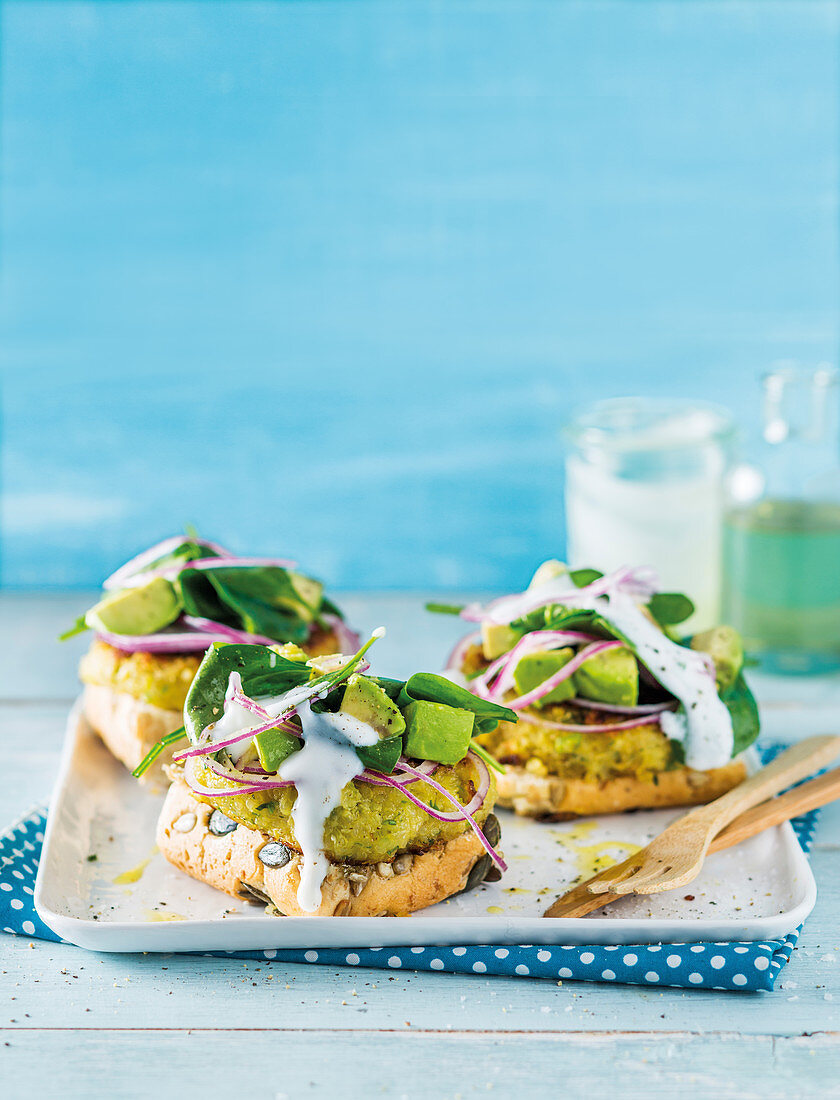 Open sweet potato and quinoa burgers